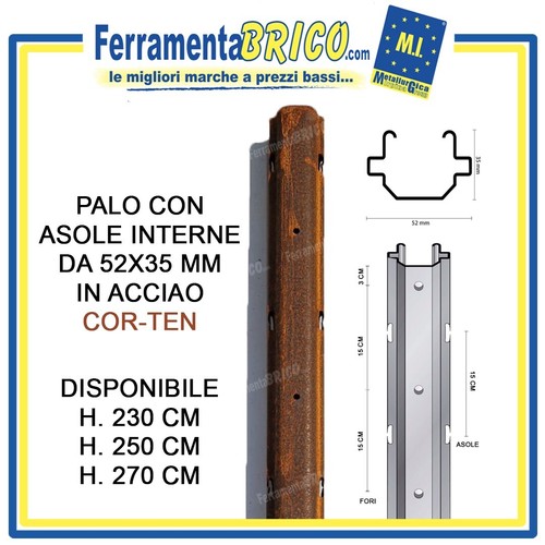 Palo con asole - asole, interne